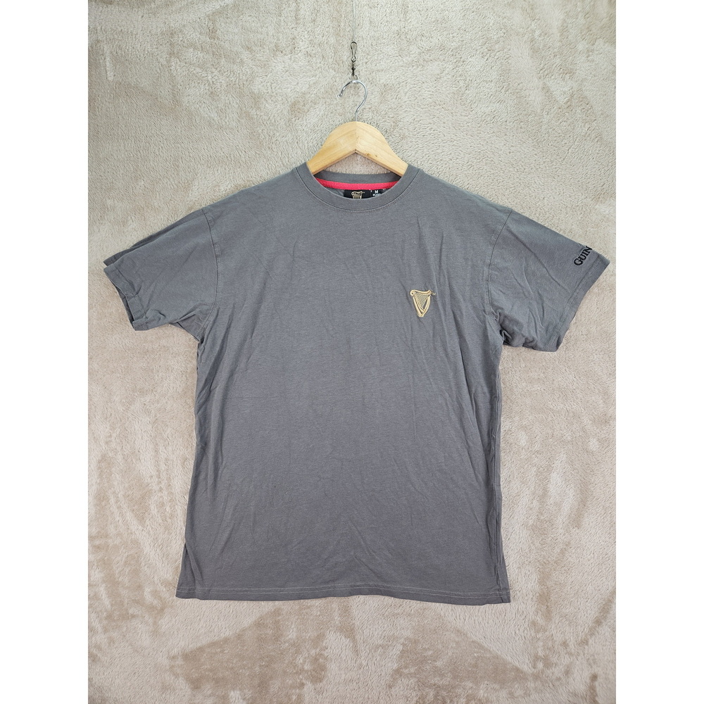 Guinness Official Merchandise Grey T-shirt 100% cotton Embroidered Gold Harp Log